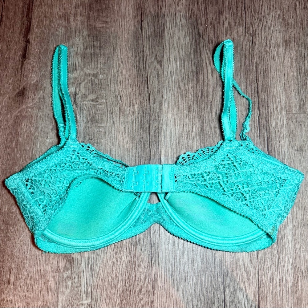 Free People Intimately “Tres Jolie” Lace Underwire Bra | 32D | Teal - Picture 3 of 4